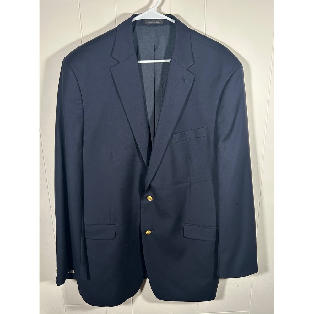 Lauren Ralph Lauren Mens 46L Navy Blue 100% Wool Suit Jacket Blazer Gold Button - Picture 3 of 14